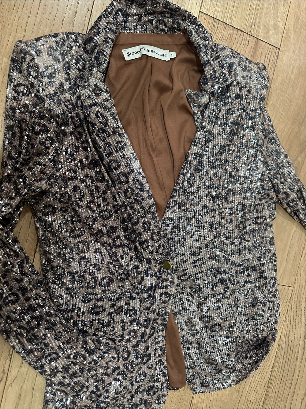 Stoned immaculate leopard-print sequin blazer